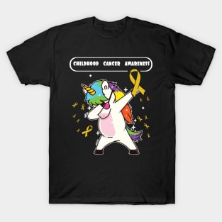 childhood cancer awareness t shirt dabbing unicorn warrior T-Shirt